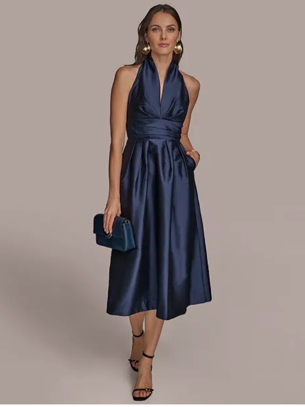 Navy Halter Midi Dress - Women size 10